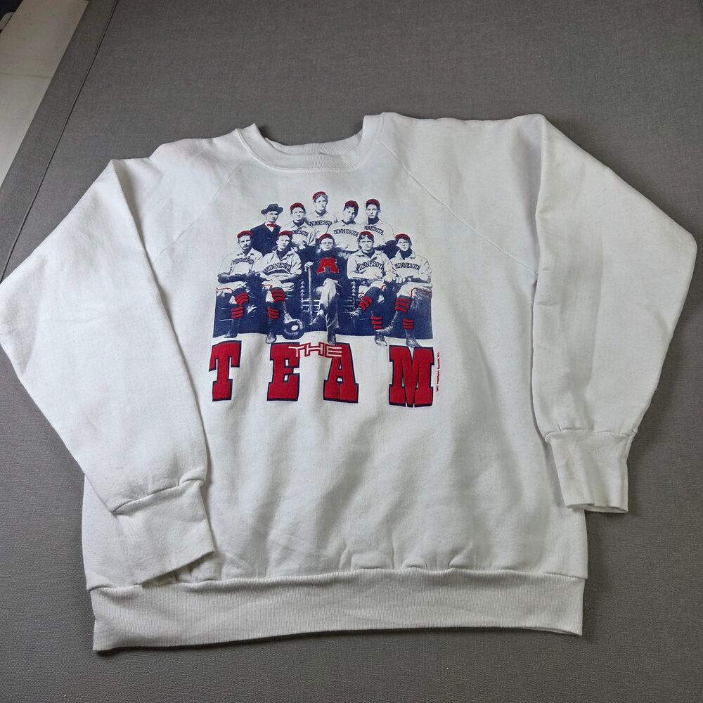 Fruit of the Loom Vintage 1987 Minnesota Team Sweatshirt USA Mens L White